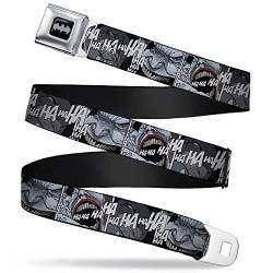 Buckle-Down Herren Batman Silver Seatbelt Belt Laughing Close-up Black/White X-Large Webbing Gürtel, Joker Lachen Nahaufnahme Schwarz/Weiß, 1.5" Wide, 32/52" Long von Buckle-Down