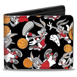 Buckle-Down Herren Bifold Bugs Bunny Geldbörse Reisezubehör-Bi-Fold-Brieftasche, Orange und Rot, 4.0" x 3.5" von Buckle-Down