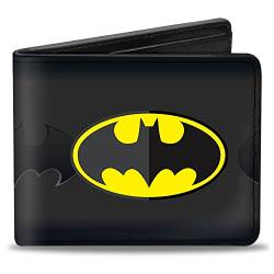 Buckle-Down Herren Bifold Wallet Batman Reisezubehör-Bi-Fold-Brieftasche, Schwarz/Gelb/Grau, 10.1 cm x 8.89 cm von Buckle-Down