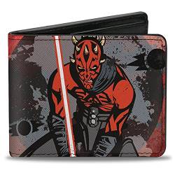 Buckle-Down Herren Geldbörse, Bifold, Clone Pose Splatter Reds, veganes Leder, Star Wars Darth Maul, 10,2 x 8,9 cm, Star Wars Darth Maul, 4.0" x 3.5", Star Wars Geldbörse, Bifold, Star Wars The Clone von Buckle-Down