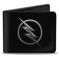 Buckle-Down Herren Reverse Flash Logo Black/Silver Etching Reisezubehr-Bi-Fold-Brieftasche, Mehrfarbig, Standard größe von Buckle-Down