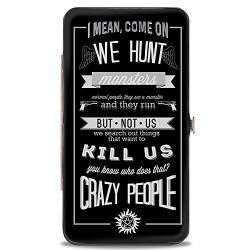 Buckle-Down Hinge – Supernatural Dean Crazy People Zitat/Winchester Pentagramm schwarz/grau, Geldbörse, Mehrfarbig, 7 x 4 US von Buckle-Down