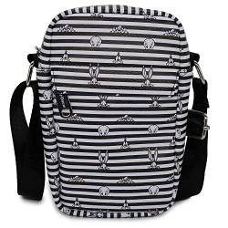 Buckle Down Looney Tunes Tasche Crossbody Character Eyes Stripe, Weiß Schwarz, Veganes Leder, Looney Tunes von Buckle-Down