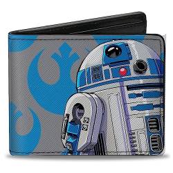 Buckle-Down Star Wars Geldbörse, Bifold, Star Wars R2D2 Pose and Rebel Alliance Insignia Gray Blue, Veganes Leder, Blau, Grau, 4.0" x 3.5", Casual von Buckle-Down