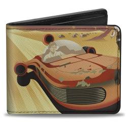 Buckle-Down Star Wars Geldbörse Bifold Luke Skywalker Visit Tatooine Landspeeder Pose Bantha Landschaft Veganes Leder, 4.0" x 3.5", Casual von Buckle-Down