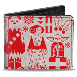 Buckle-Down Star Wars Wallet Bifold Star Wars Holiday Character Group Pose Christmas Sweater Vegan Leather, 4.0" x 3.5", Casual von Buckle-Down
