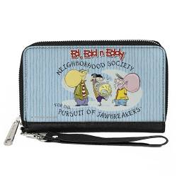 Buckle-Down Warner Bros. Animation Wallet Zip Around Ed Edd N Eddy Jawbreakers Pose and Title Logo Blues, Veganes Leder, Blau, 7.5"x4.5", Casual von Buckle-Down