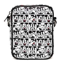 Disney Tasche, Cross Body, Disney Mickey Mouse Expression Blocks weiß schwarz, veganes Leder, Schwarz, 8.0" x 6.0" von Buckle-Down