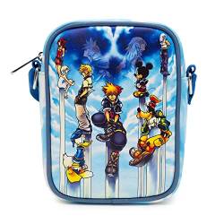 Disney Tasche, Cross Body, Kingdom Hearts Character Group Pose, blau, veganes Leder, Blau, 8.0" x 6.0" von Buckle-Down