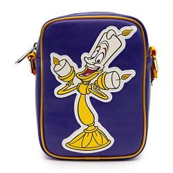 Disney Tasche Crossbody Die Schöne und das Biest Lumiere Smiling Pose Navy Veganes Leder, Blau, 8.0" x 6.0" von Buckle-Down