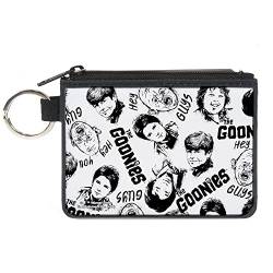 Horror Movies Wallet Zip Clutch, The Goonies Character Face Sketch Collage White Black, Canvas, 4.25" x 3.25", Casual von Buckle-Down
