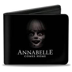 Horrorfilme Geldbörse Bifold Annabelle Comes Home Face Close Up und Horror Text Schwarz Veganes Leder, 4.0" x 3.5", Casual von Buckle-Down