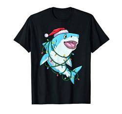 Santa Shark Christmas Lights Funny Boys Sharkmas Xmas Gifts T-Shirt von Buddy Tees