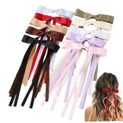 Haarbögen für Frauen, 10pcs Quastenband Haarclip, französische Bogenhaarklammern mit langem Schwanz, massive Haarbänder für Frauen Mädchen Haarzubehör Accessoires von Budstfee