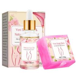 Yoni Wash für Frauen eliminiert Geruch 100g Yoni Seife ＆ 30 ml Yoni Öl Femininöl Natural Feuchtigkeits -Yoni -Bar von Budstfee
