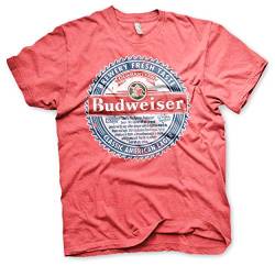 Budweiser Offizielles Lizenzprodukt American Lager Herren T-Shirt (Rot-Heather), XL von Budweiser