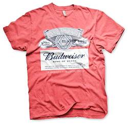 Budweiser Offizielles Lizenzprodukt Label Herren T-Shirt (Rot-Heather), M von Budweiser