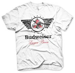 Budweiser Offizielles Lizenzprodukt Vintage Eagle Herren T-Shirt Groß & Hoch Herren T-Shirt (Weiß), 5XL von Budweiser