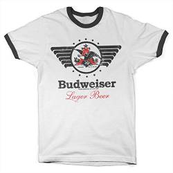 Budweiser Offizielles Lizenzprodukt Vintage Eagle Ringer Herren T-Shirt (Weiß-Schwarz), L von Budweiser