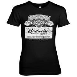 Budweiser Offizielles Lizenzprodukt Washed Logo Damen T-Shirt (Schwarz), M von Budweiser