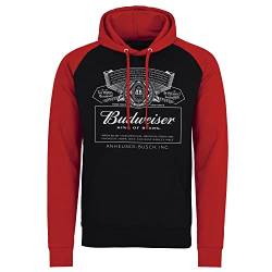 Budweiser Offizielles Lizenzprodukt White Logo Baseball Kapuzenpullover (Schwarz - Rot), L von Budweiser