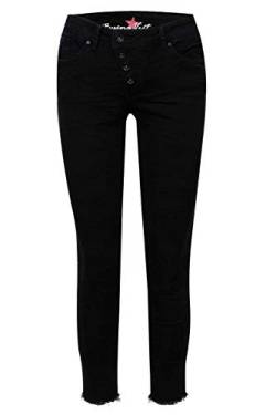Buena Vista Damen Jeans Malibu 7/8 Stretch Twill Hose Trousers Knopfleiste (M, Black) von Buena Vista