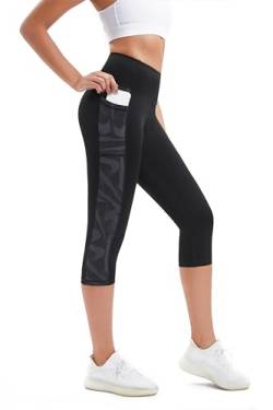 Buepeara Damen Sport Leggings mit Taschen, High Waist Sporthose Tights Laufhose Fitnesshose Yogahose 0305 XS von Buepeara