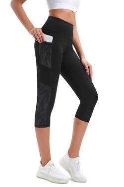 Buepeara Damen Sport Leggings mit Taschen, High Waist Sporthose Tights Laufhose Fitnesshose Yogahose 3320-0302 XL von Buepeara