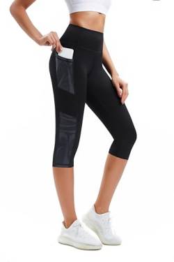 Buepeara Damen Sport Leggings mit Taschen, High Waist Sporthose Tights Laufhose Fitnesshose Yogahose 3320-0305 XL von Buepeara