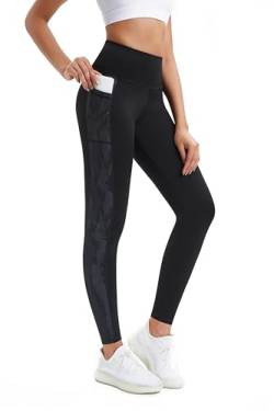 Buepeara Damen Sport Leggings mit Taschen, High Waist Sporthose Tights Laufhose Fitnesshose Yogahose 5321-0302 S von Buepeara