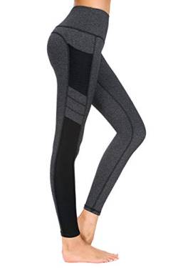 Buepeara Sport Leggings Damen Sporthose mit Taschen, High Waist Tights Laufhose Fitnesshose Für Sport & Alltag -1988-0903(Dunkel Grau)/M von Buepeara