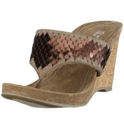 Buffalo Damask Sequins 309-9184-1, Damen Sandalen/Fashion-Sandalen, grün, (khaki 01), EU 39 von Buffalo