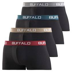 Buffalo Herren Hipster Boxershorts 4er Pack (DE/NL/SE/PL, Alphanumerisch, S, Regular, Regular, schwarz) von Buffalo