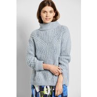 Rollkragenpullover mit Rippstrick-Details in hellblau von Bugatti