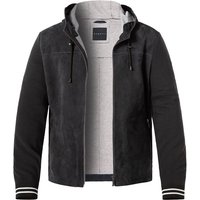 bugatti Herren Lederjacke blau Ziegenvelours unifarben von Bugatti