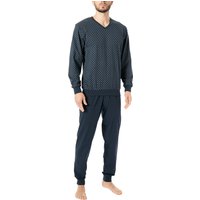 bugatti Herren Pyjama blau Baumwolle Gemustert von Bugatti