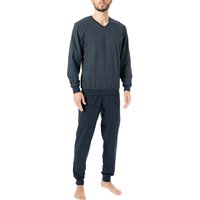 bugatti Herren Pyjama blau Baumwolle Gemustert von Bugatti