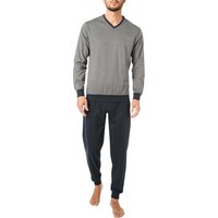 bugatti Herren Pyjama blau Jersey-Baumwolle Gemustert von Bugatti