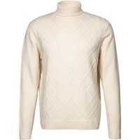 bugatti Herren Rollkragenpullover beige Lammwolle unifarben von Bugatti