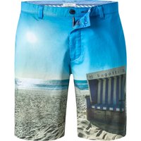 bugatti Herren Shorts blau Baumwolle gemustert von Bugatti