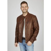 bugatti Lederjacke Amadeo mit Stehkragen und Druckknopfriegel von Bugatti