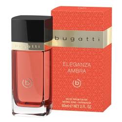 bugatti Parfüm Damen ELEGANZA AMBRA EdP 60ml I Sinnliches Damen Parfüm für jedes Alter und jeden Anlass I Kraftvolle Kombination aus Kirsche, Mohn, Moschus & Vanille I Frauen Parfüm floral & fruchtig von Bugatti