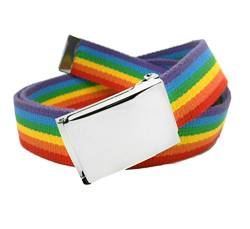 Herren Klassische Silber Flip Top Military Schnalle mit Canvas Web Gürtel, regenbogenfarben, XX-Large von Build A Belt