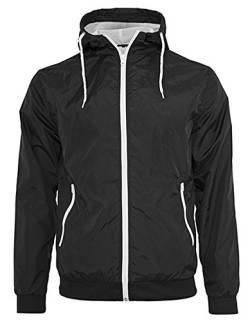 BY016 Windrunner Jacket Herren Jacke Windjacke wasserabweisend L,Black-White von Build Your Brand