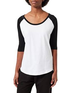 Build Your Brand Damen BY022-Ladies 3/4 Contrast Raglan Tee T-Shirt, wht/blk, L von Build Your Brand