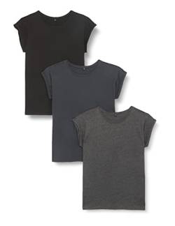 Build Your Brand Damen Ladies Extended Shoulder Tee 3-Pack T-Shirt, per pack Mehrfarbig (Blk/Nvy/Char 02240), XX-Large (Herstellergröße: XXL) von Build Your Brand