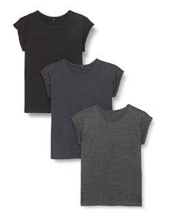 Build Your Brand Damen Ladies Extended Shoulder Tee 3-Pack T-Shirt, per pack Mehrfarbig (Blk/Nvy/Char 02240), XXXXX-Large (Herstellergröße: 5XL) von Build Your Brand