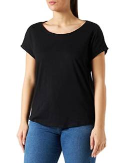 Build Your Brand Damen BY036-Ladies Long Slub Tee T-Shirt, Black, L von Build Your Brand