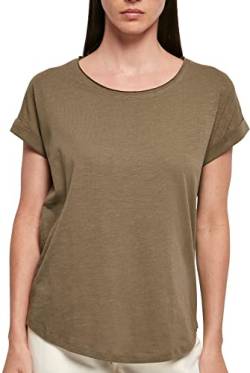 Build Your Brand Damen BY036-Ladies Long Slub Tee T-Shirt, Olive, XS von Build Your Brand