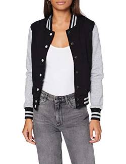 Build Your Brand Damen Ladies Sweat College Jacket Varsity Jacket, Black/H.Grey, XS von Build Your Brand